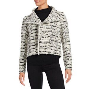 Vince Wool Fringe Trim Jacquard Tweed Jacket NWOT